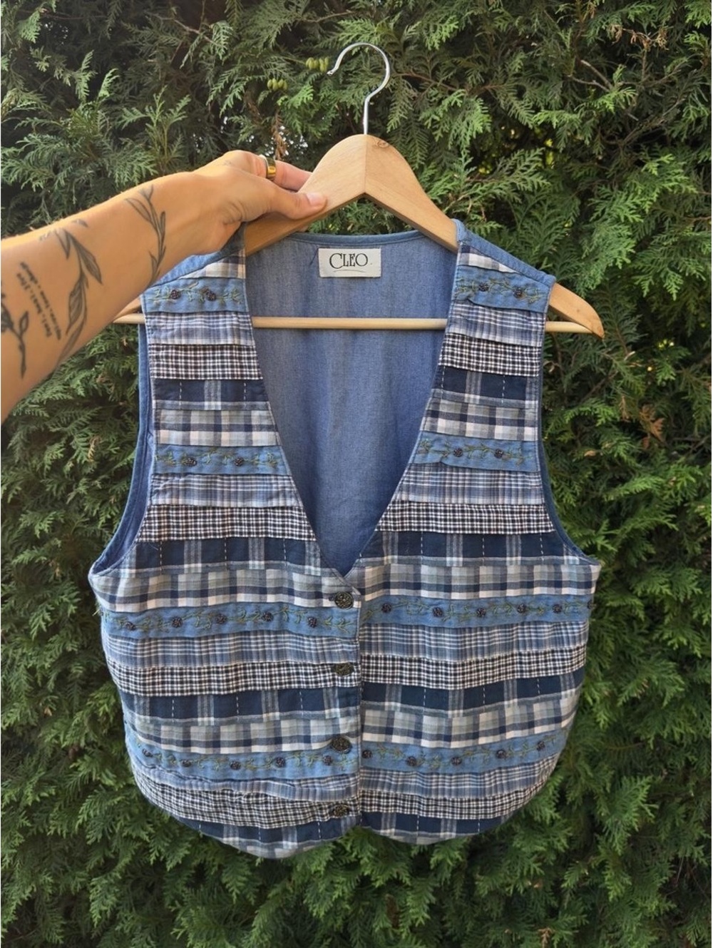 Vintage Patchwork Plaid Vest 💙